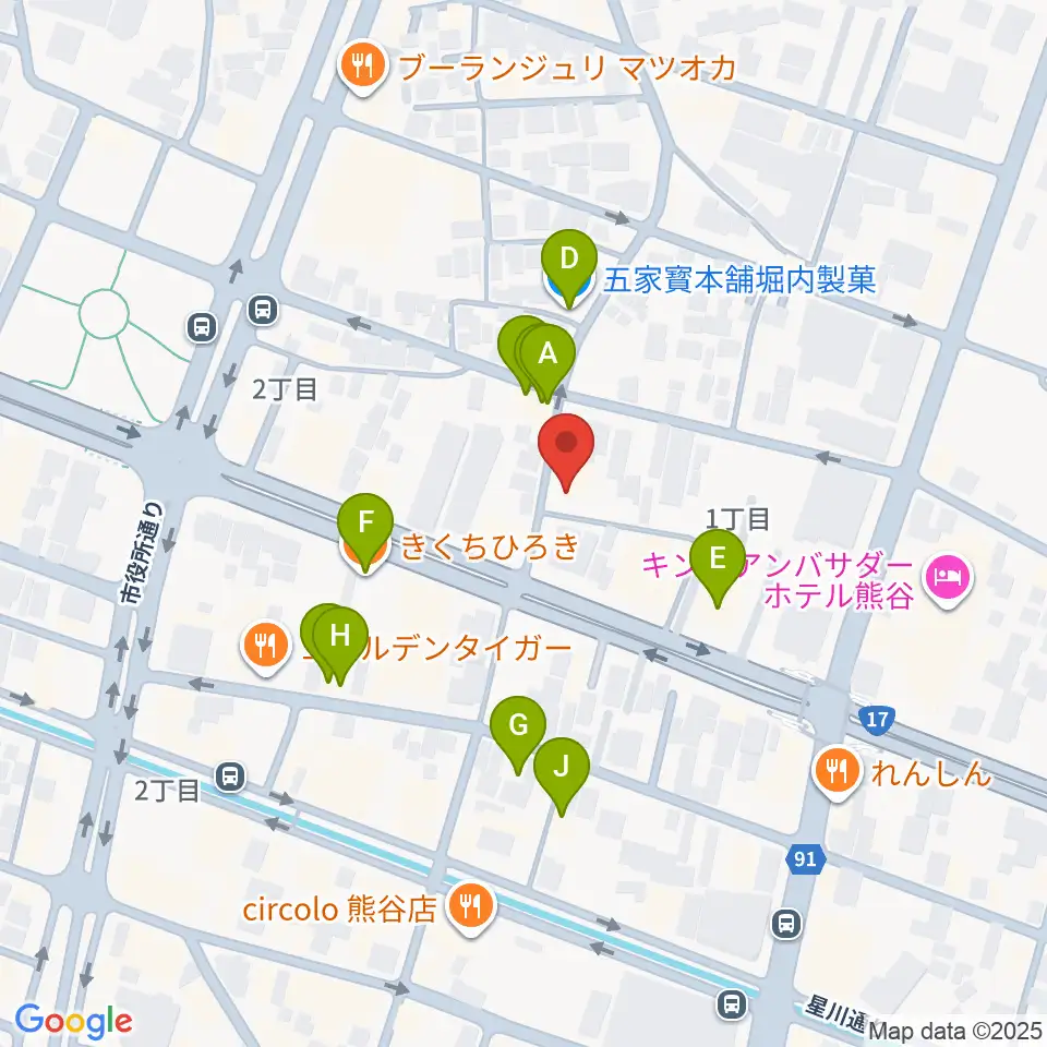 ヘブンズロック熊谷VJ-1周辺のファミレス・ファーストフード一覧地図