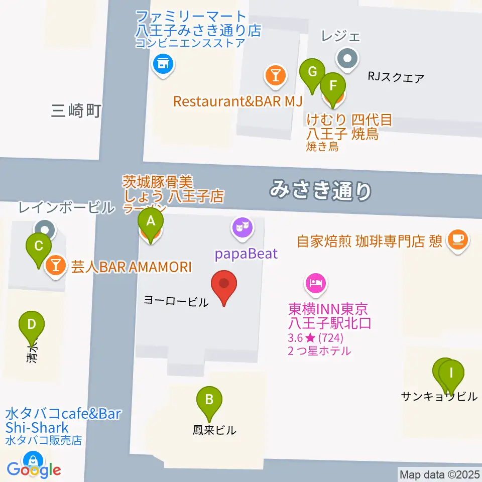 八王子Match Vox周辺のファミレス・ファーストフード一覧地図
