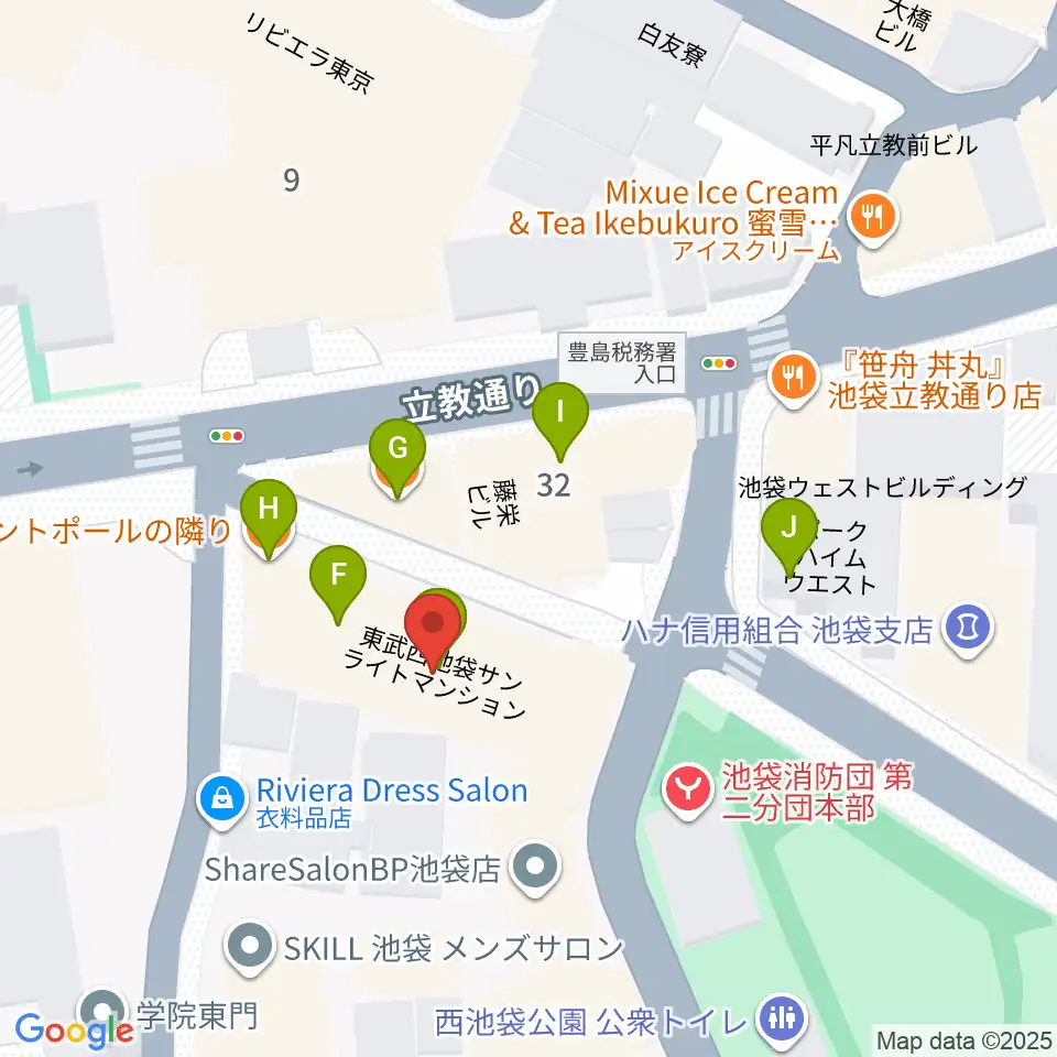 池袋アップルジャンプ周辺のファミレス・ファーストフード一覧地図