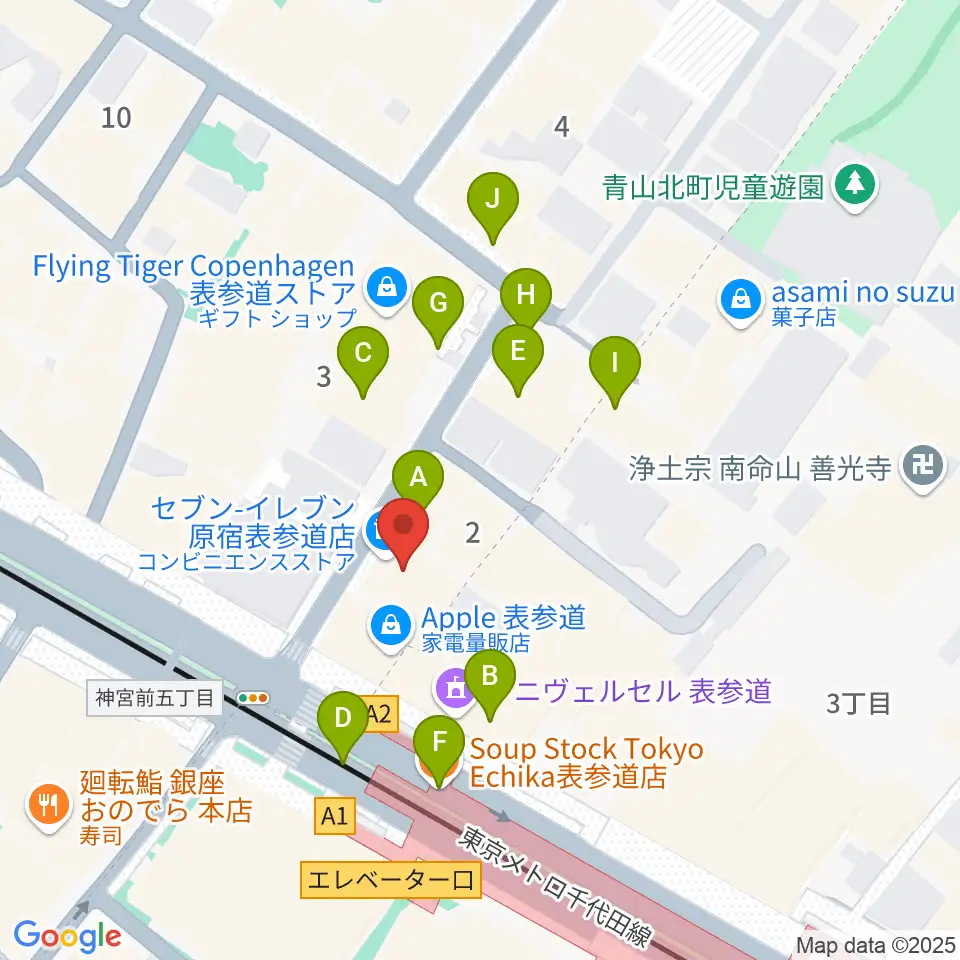 表参道GROUND周辺のファミレス・ファーストフード一覧地図