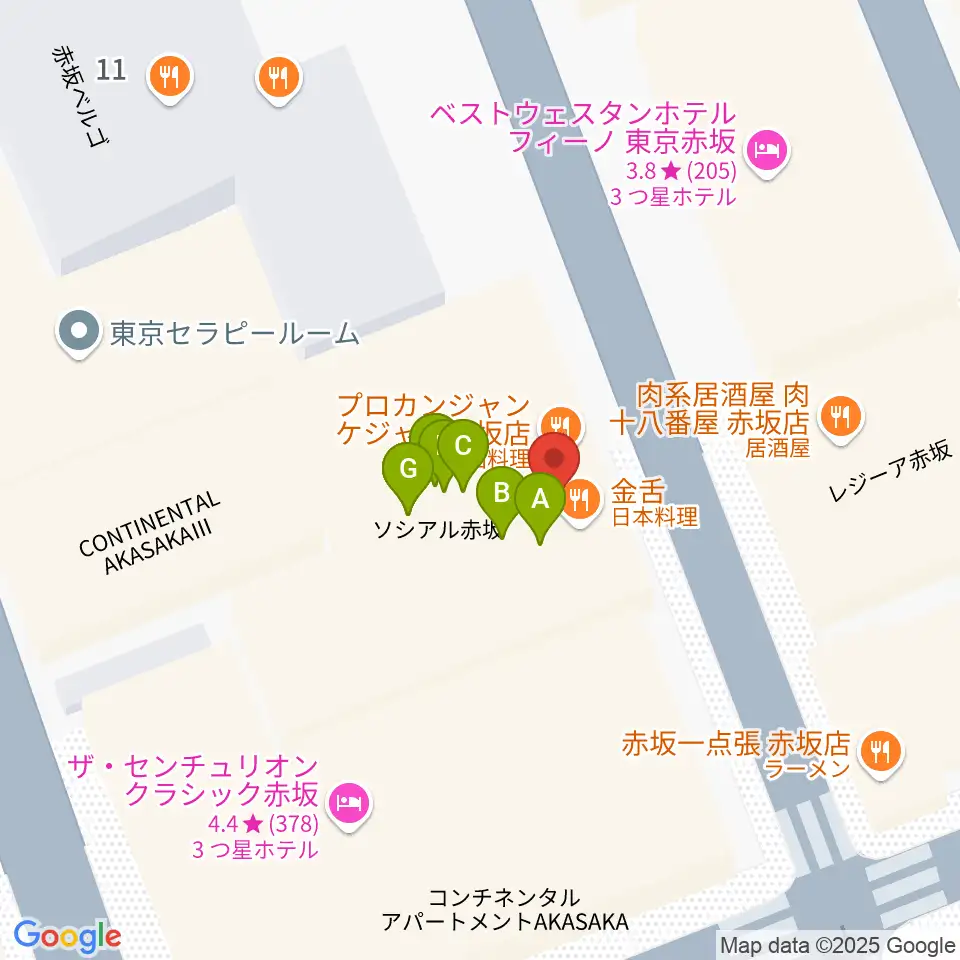 クローフィッシュ赤坂周辺のファミレス・ファーストフード一覧地図