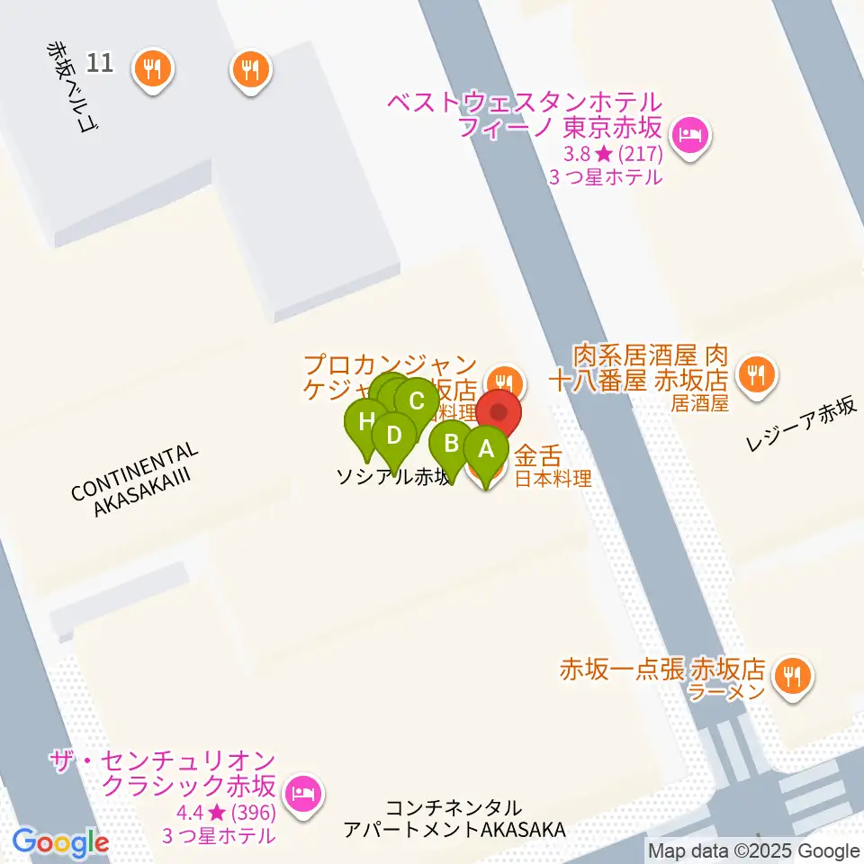 クローフィッシュ赤坂周辺のファミレス・ファーストフード一覧地図