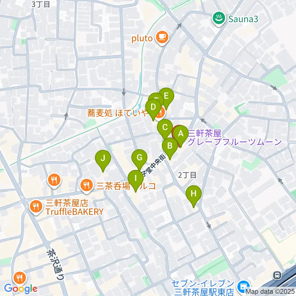 三軒茶屋グレープフルーツムーン周辺のファミレス・ファーストフード一覧地図