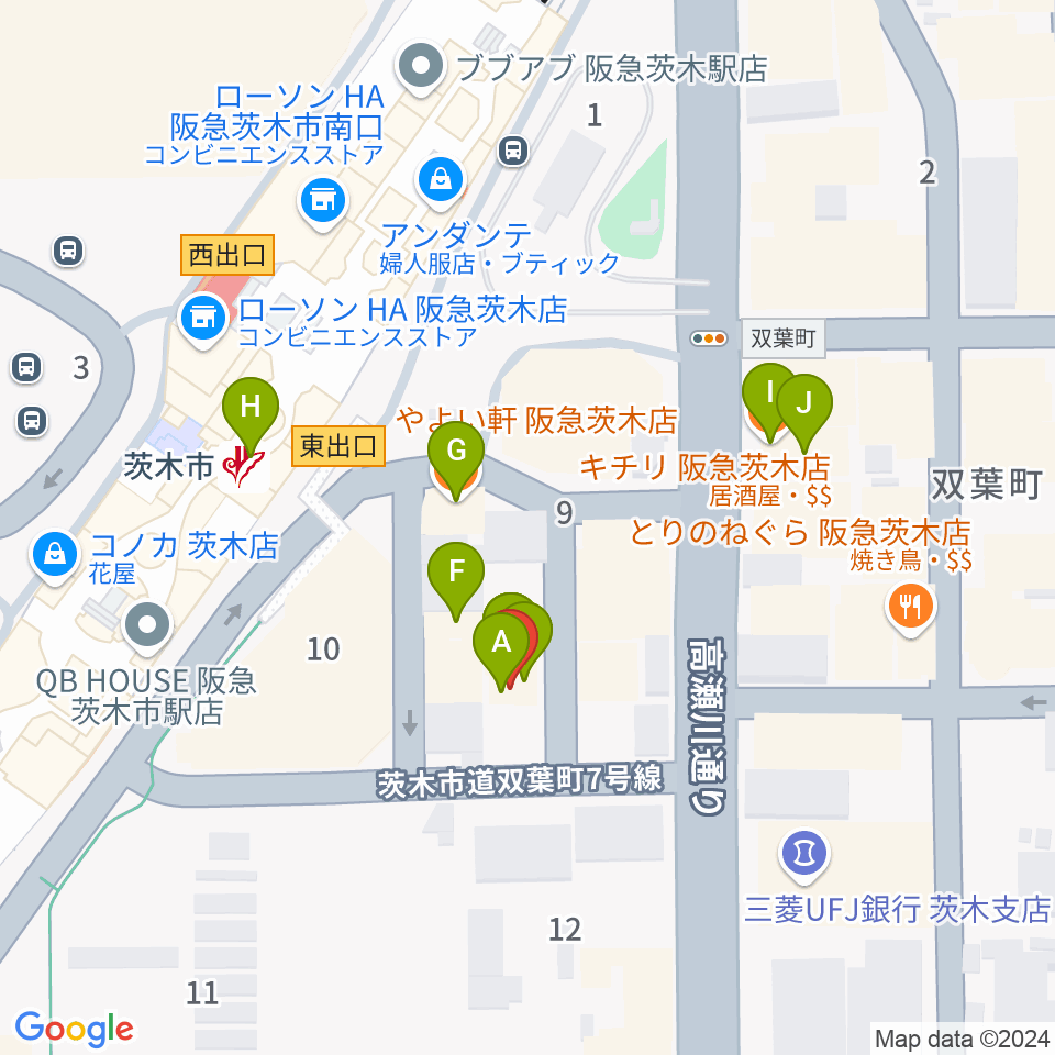 D-studio周辺のファミレス・ファーストフード一覧地図