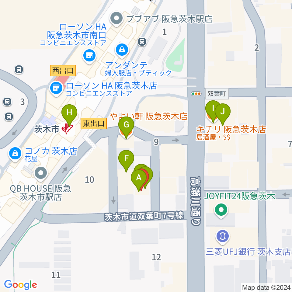 D-studio周辺のファミレス・ファーストフード一覧地図