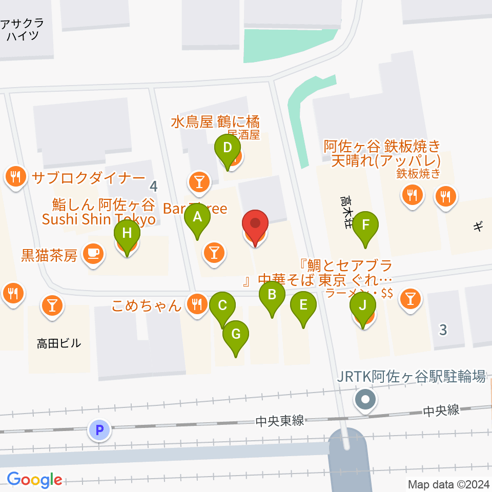 阿佐ヶ谷JAMBJAMB周辺のファミレス・ファーストフード一覧地図