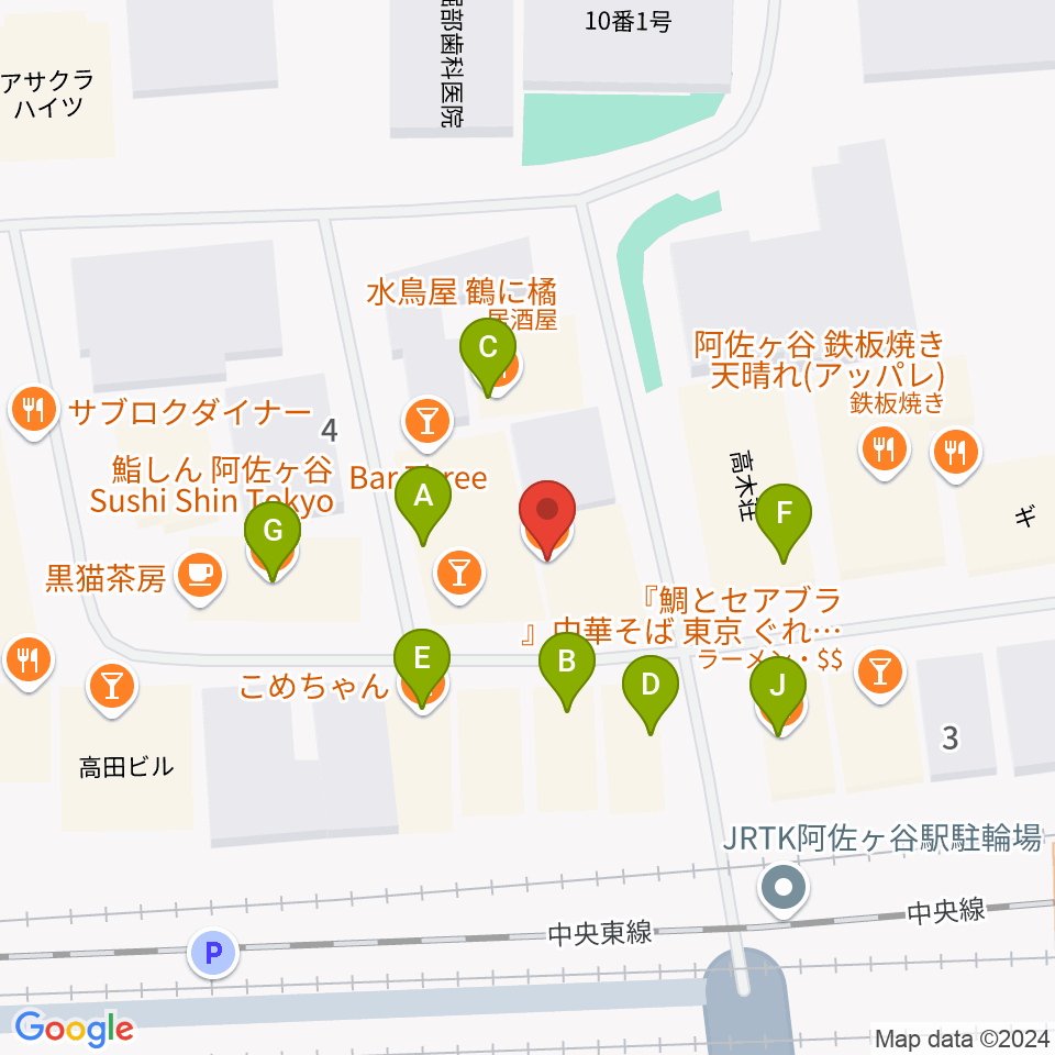 阿佐ヶ谷JAMBJAMB周辺のファミレス・ファーストフード一覧地図