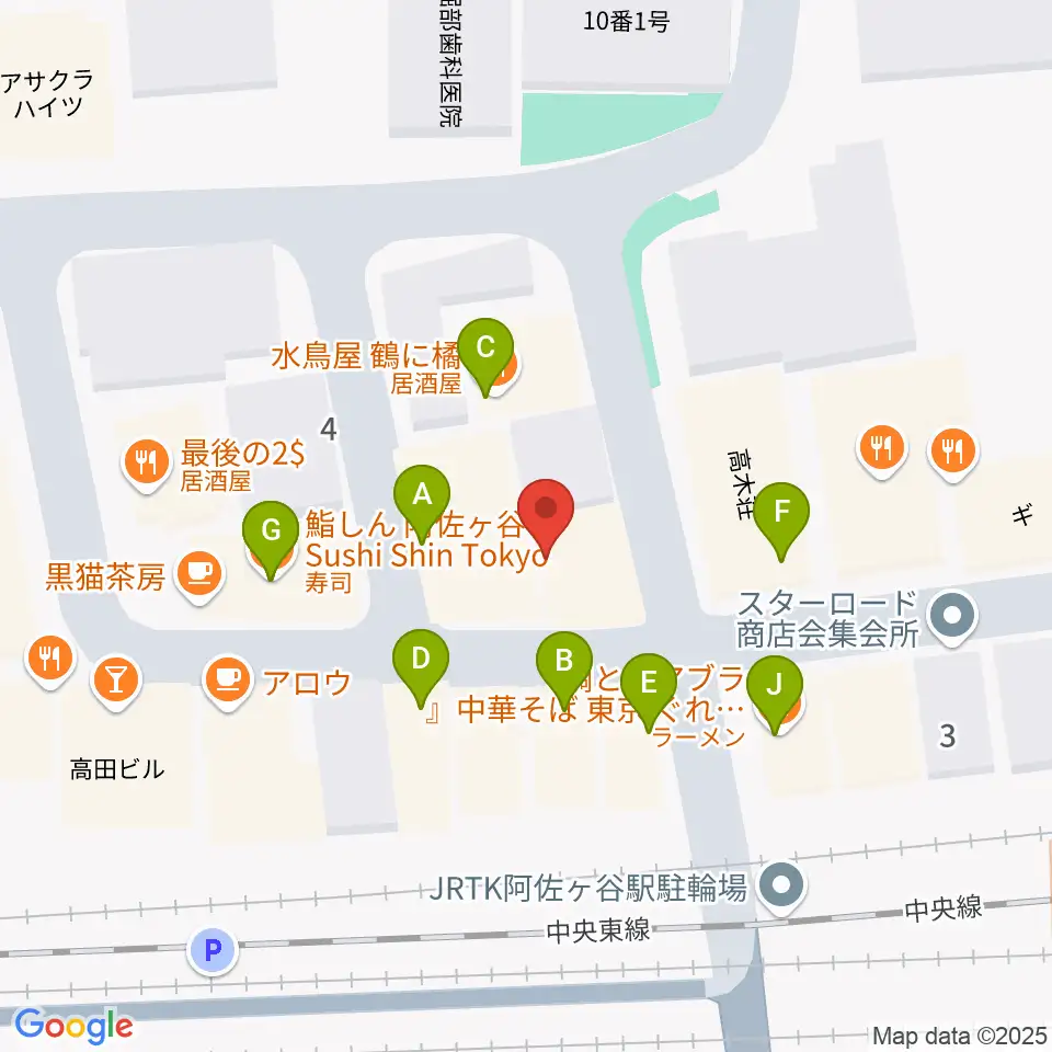 阿佐ヶ谷JAMBJAMB周辺のファミレス・ファーストフード一覧地図