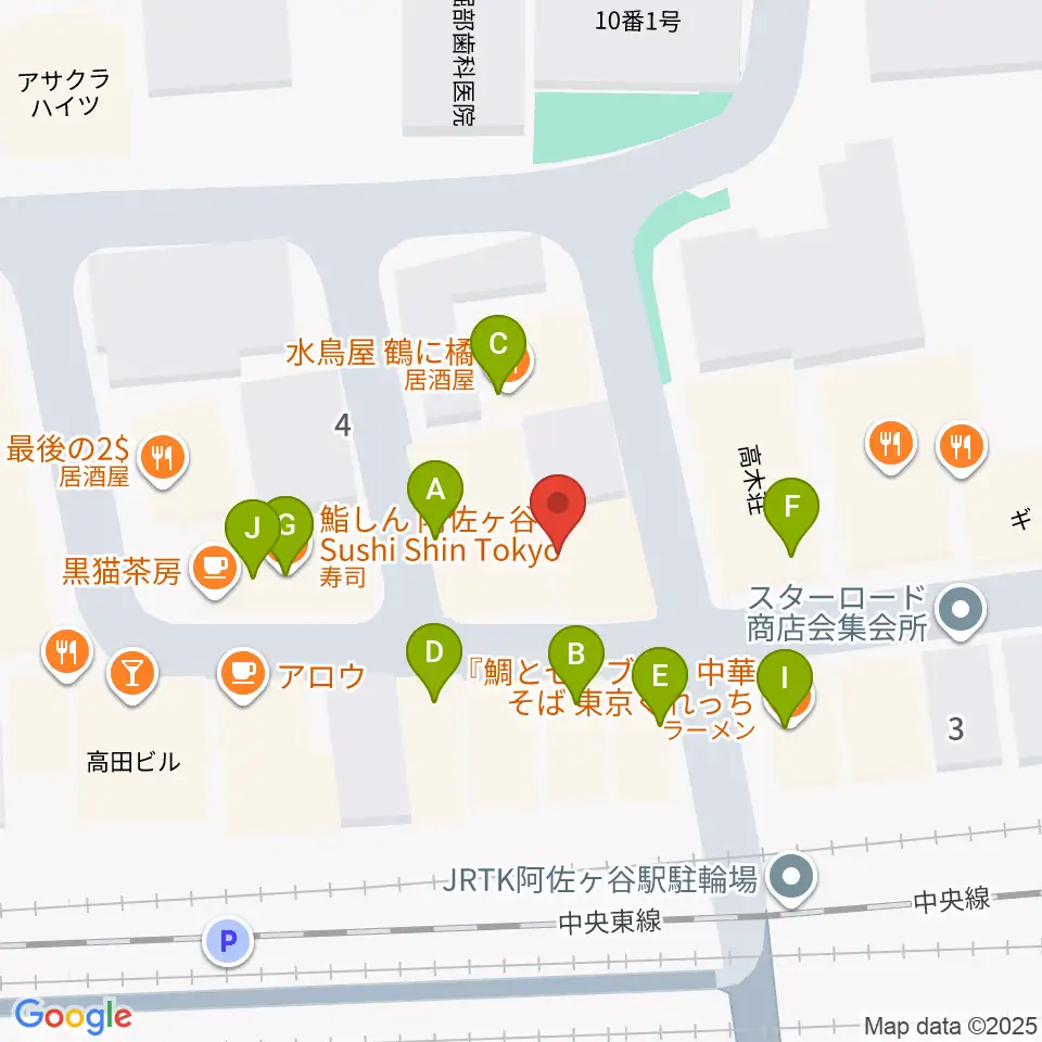 阿佐ヶ谷JAMBJAMB周辺のファミレス・ファーストフード一覧地図