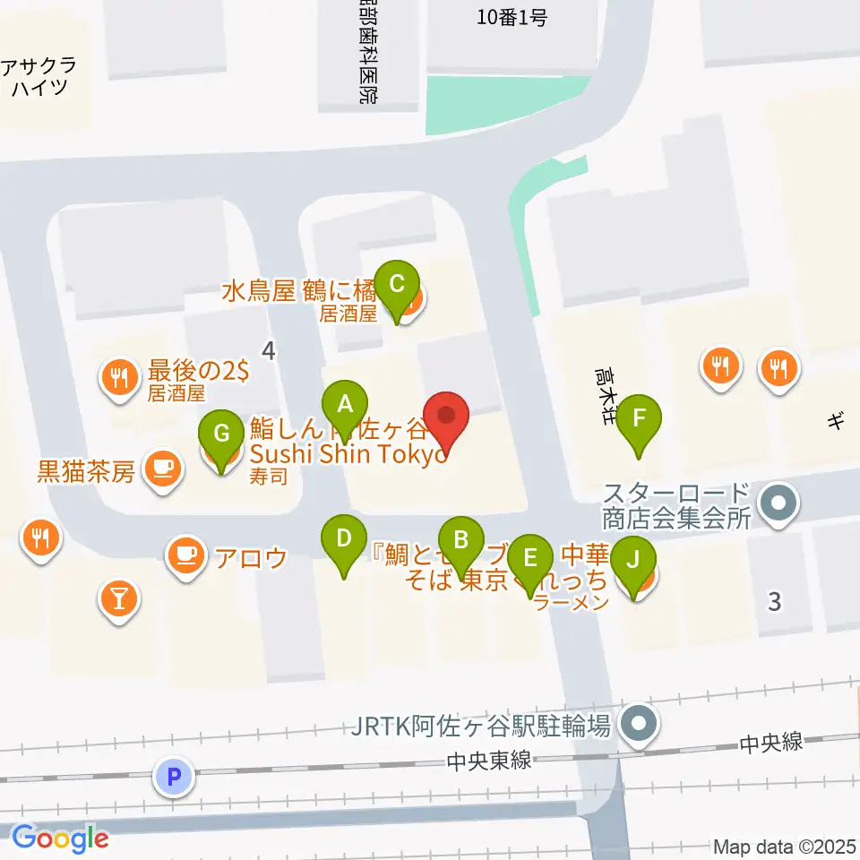 阿佐ヶ谷JAMBJAMB周辺のファミレス・ファーストフード一覧地図