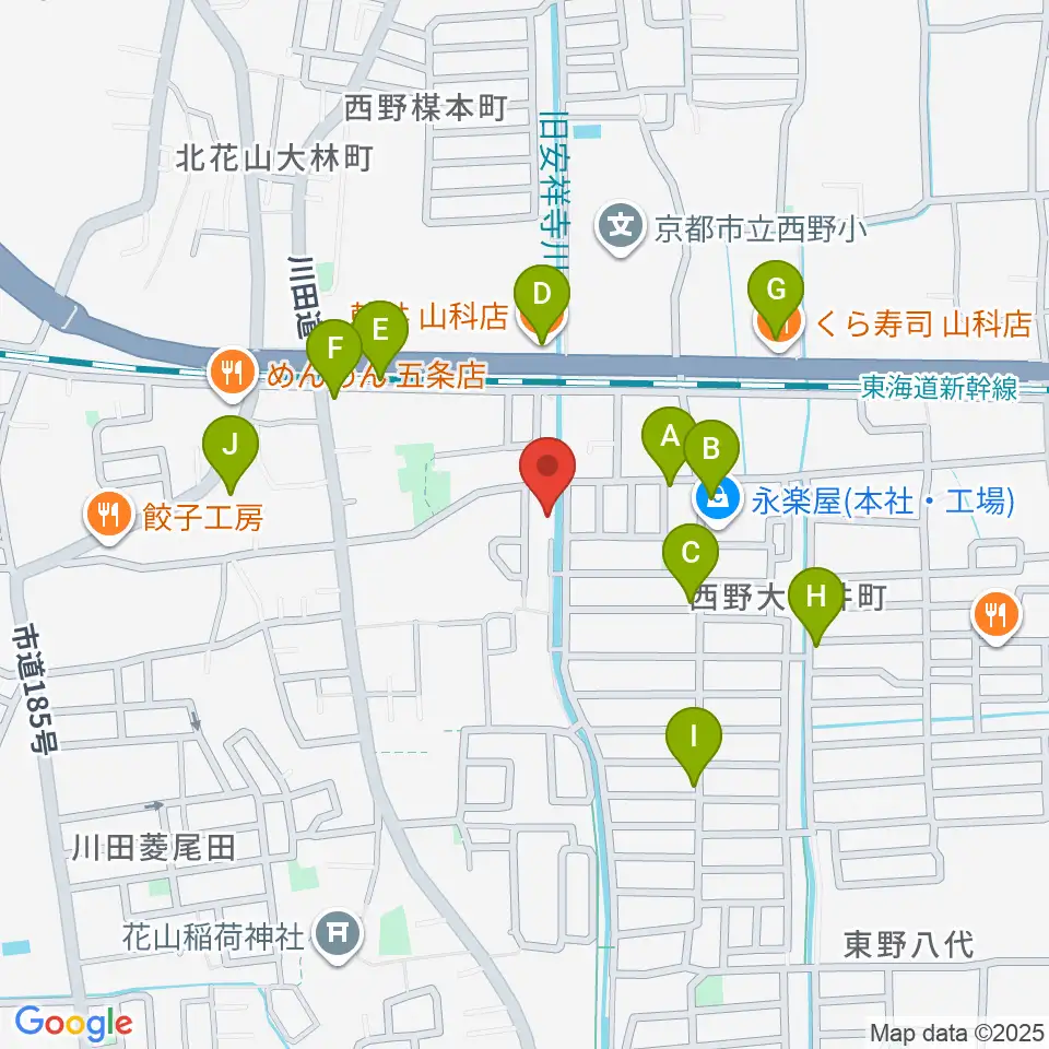 イーストマウンテンスタジオ周辺のファミレス・ファーストフード一覧地図