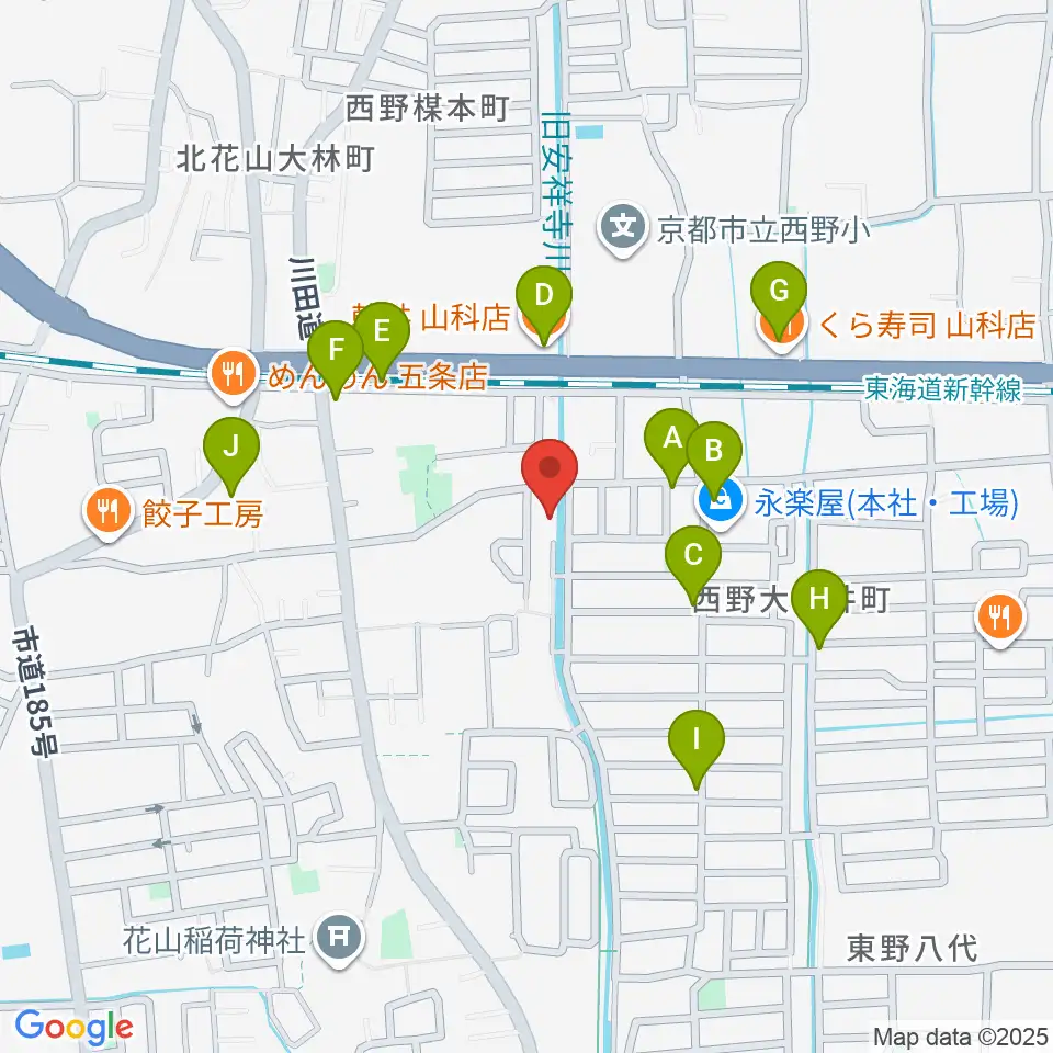 イーストマウンテンスタジオ周辺のファミレス・ファーストフード一覧地図