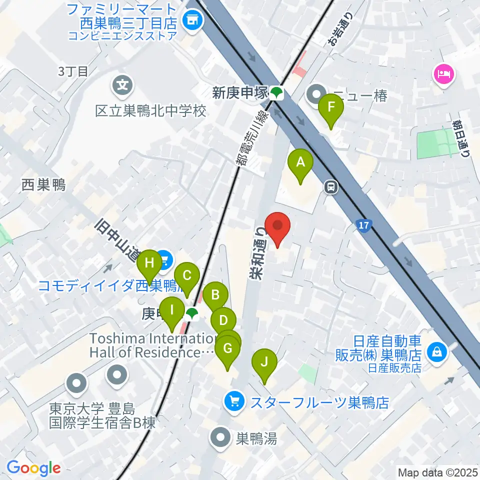 巣鴨スタジオフォー周辺のファミレス・ファーストフード一覧地図
