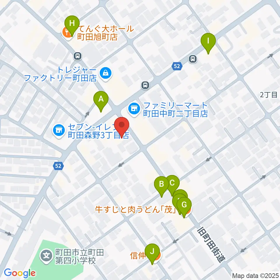 町田SDR周辺のファミレス・ファーストフード一覧地図