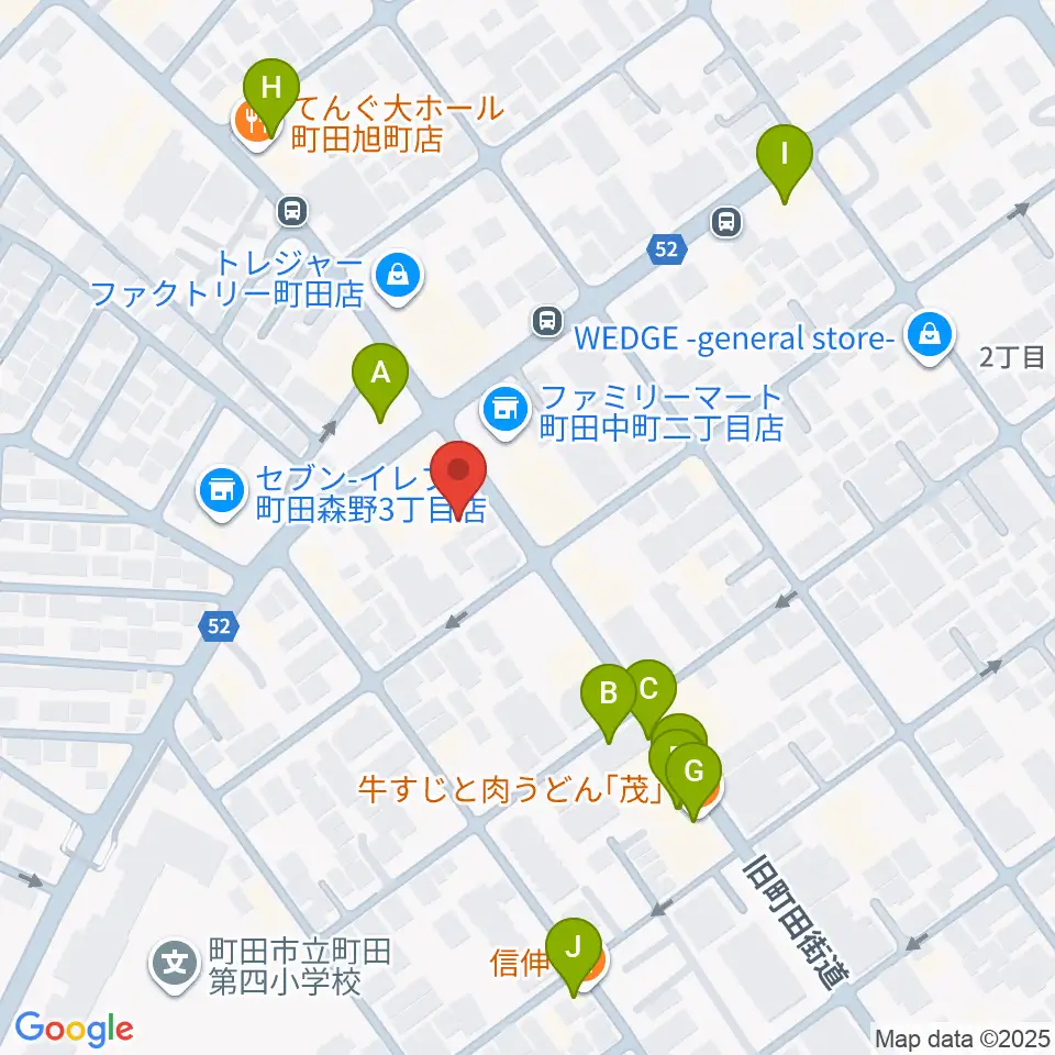 町田SDR周辺のファミレス・ファーストフード一覧地図