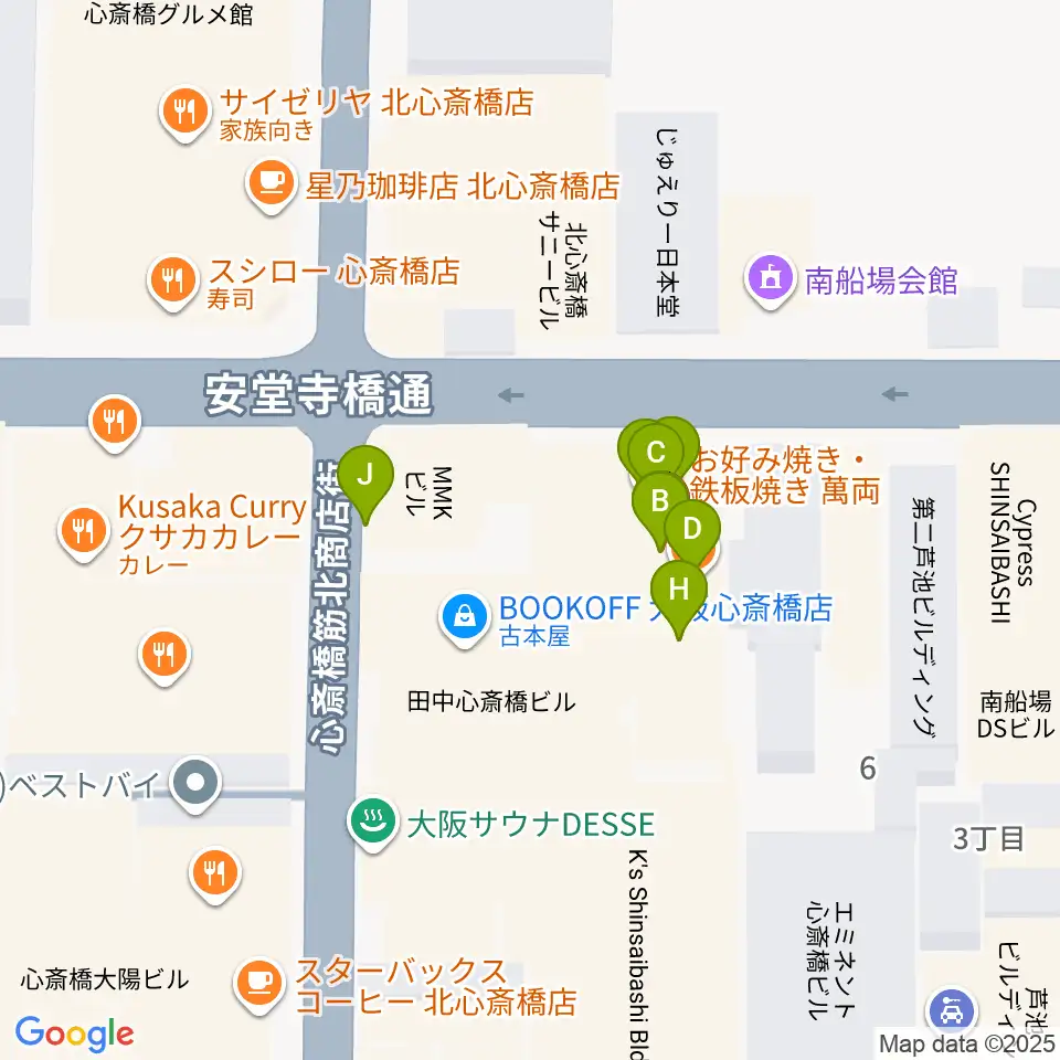 IMIボイストレーニング・ボーカルスクール大阪校周辺のファミレス・ファーストフード一覧地図