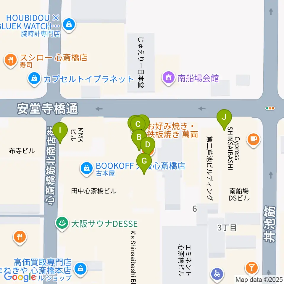 IMIボイストレーニング・ボーカルスクール大阪校周辺のファミレス・ファーストフード一覧地図