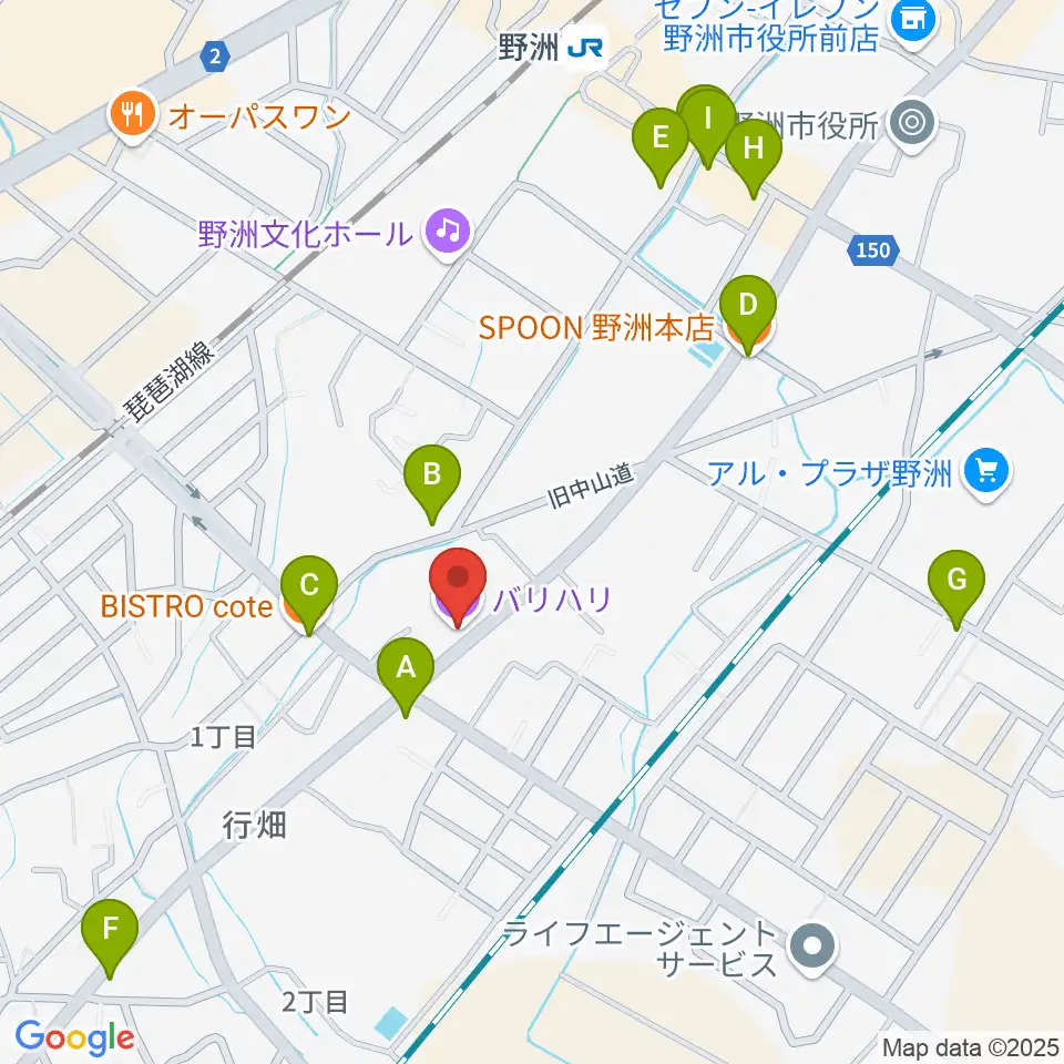 滋賀バリハリ周辺のファミレス・ファーストフード一覧地図