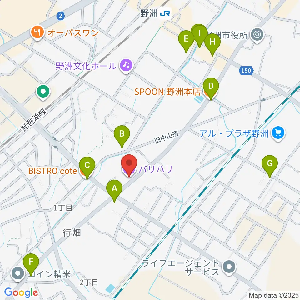 滋賀バリハリ周辺のファミレス・ファーストフード一覧地図