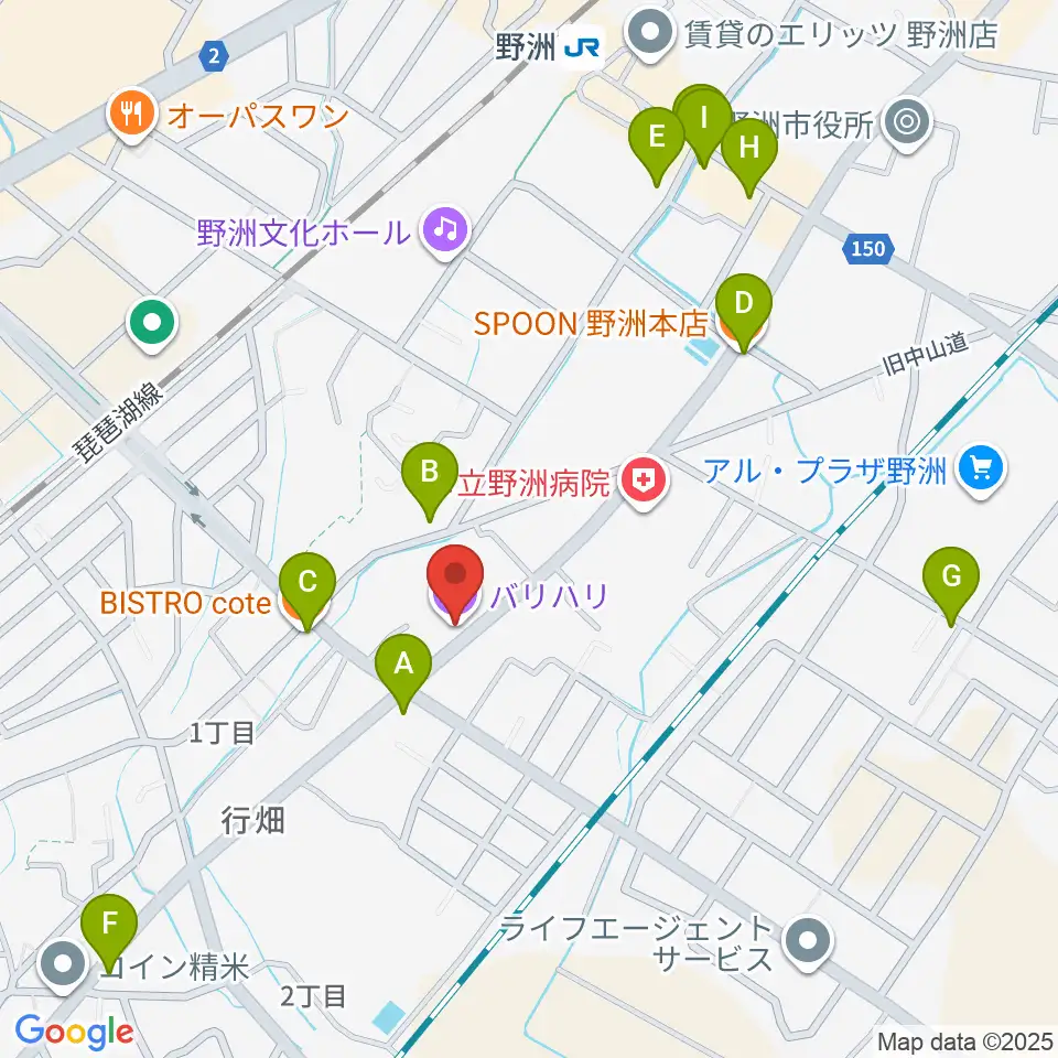 滋賀バリハリ周辺のファミレス・ファーストフード一覧地図