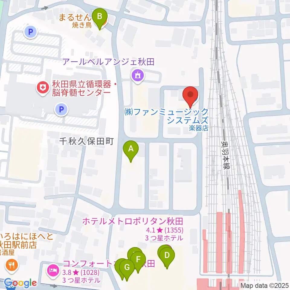 ファンミュージックシステムズ周辺のファミレス・ファーストフード一覧地図