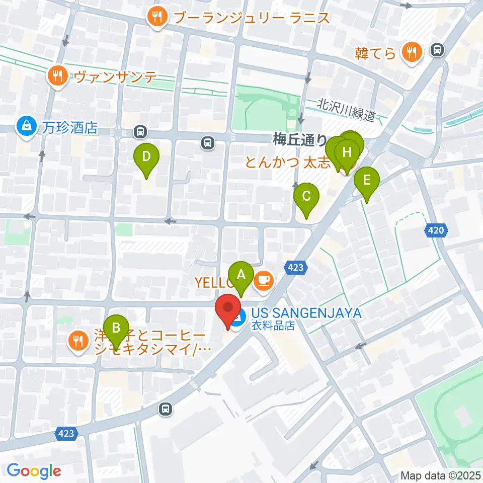 rainford studio周辺のファミレス・ファーストフード一覧地図