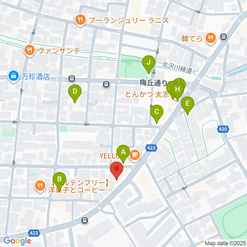 rainford studio周辺のファミレス・ファーストフード一覧地図