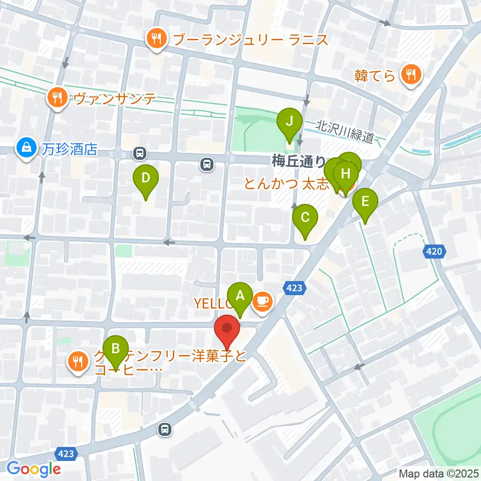 rainford studio周辺のファミレス・ファーストフード一覧地図
