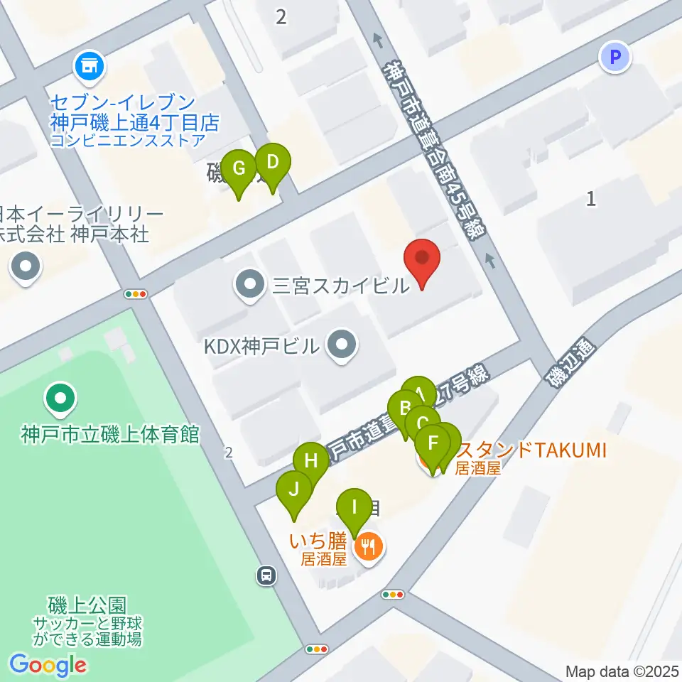 ケイステイション レコーディングスタジオ周辺のファミレス・ファーストフード一覧地図