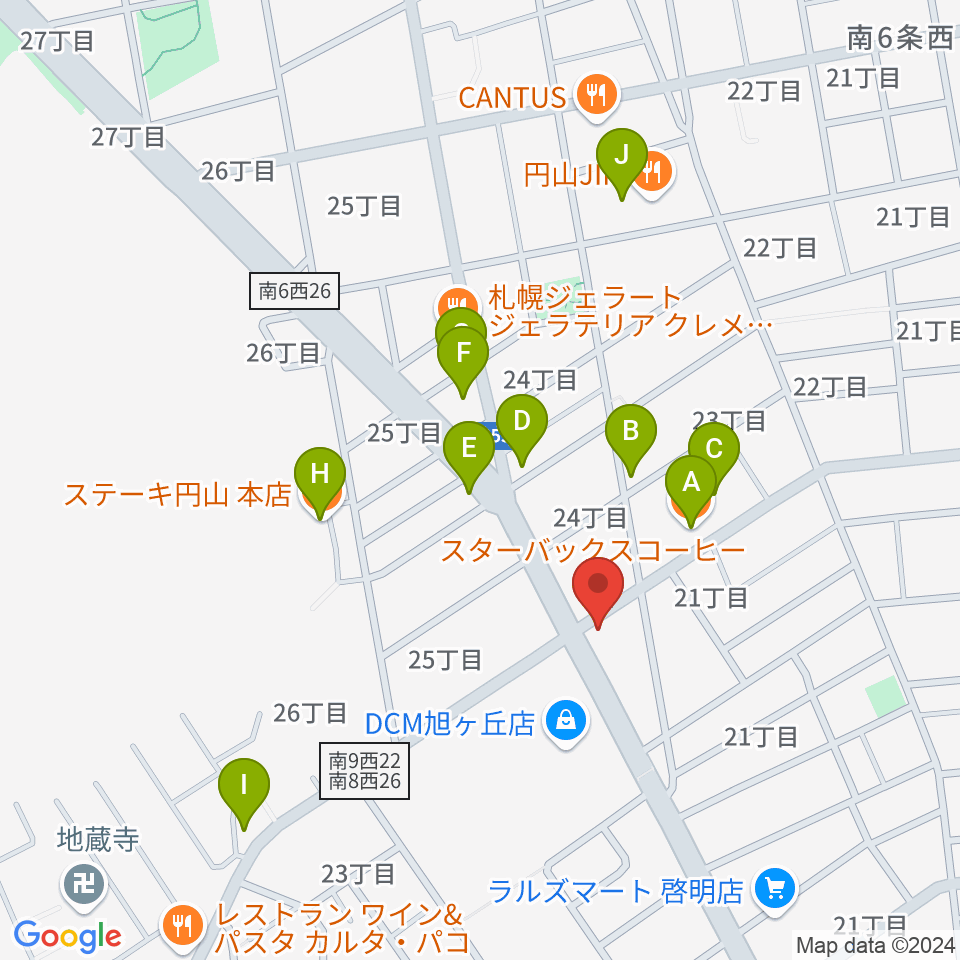 エレキ堂周辺のファミレス・ファーストフード一覧地図