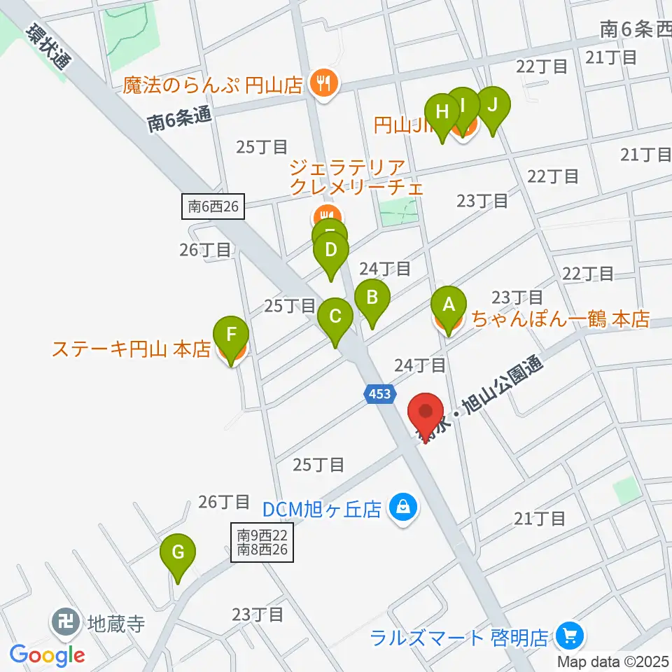 エレキ堂周辺のファミレス・ファーストフード一覧地図