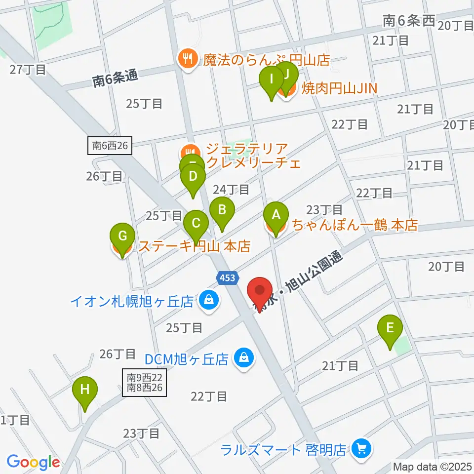 エレキ堂周辺のファミレス・ファーストフード一覧地図