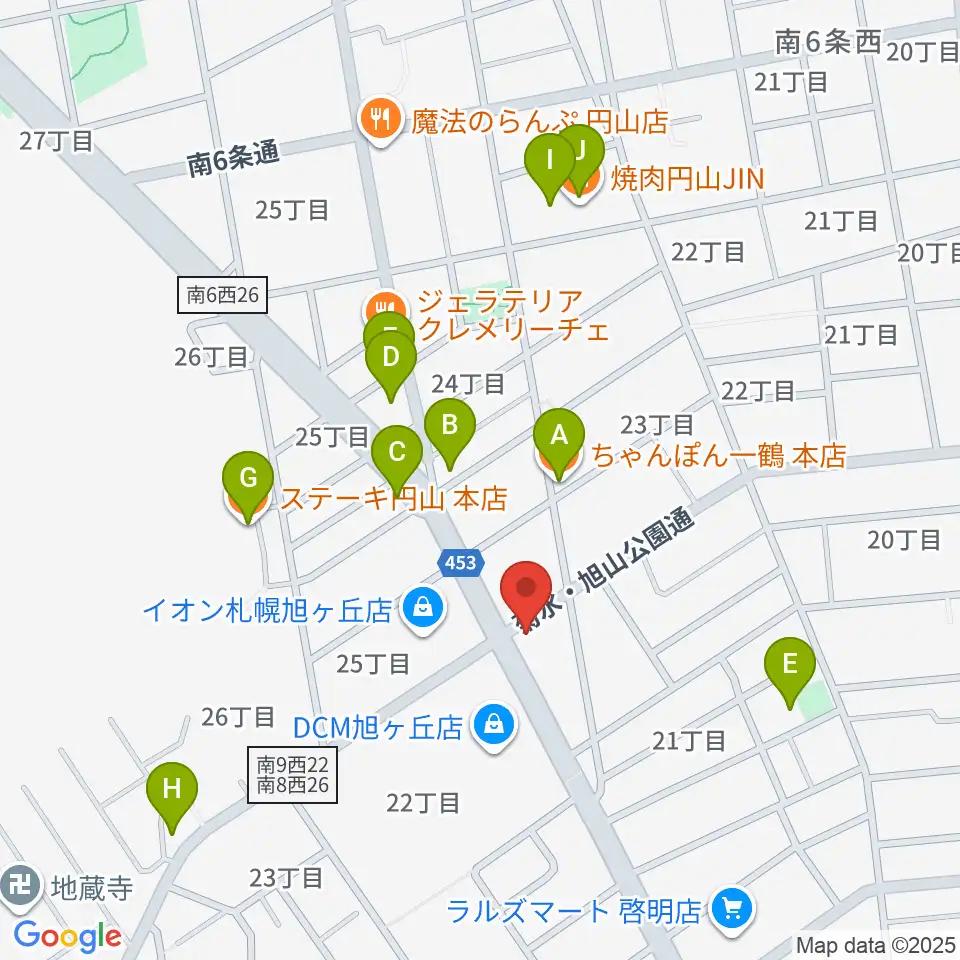 エレキ堂周辺のファミレス・ファーストフード一覧地図