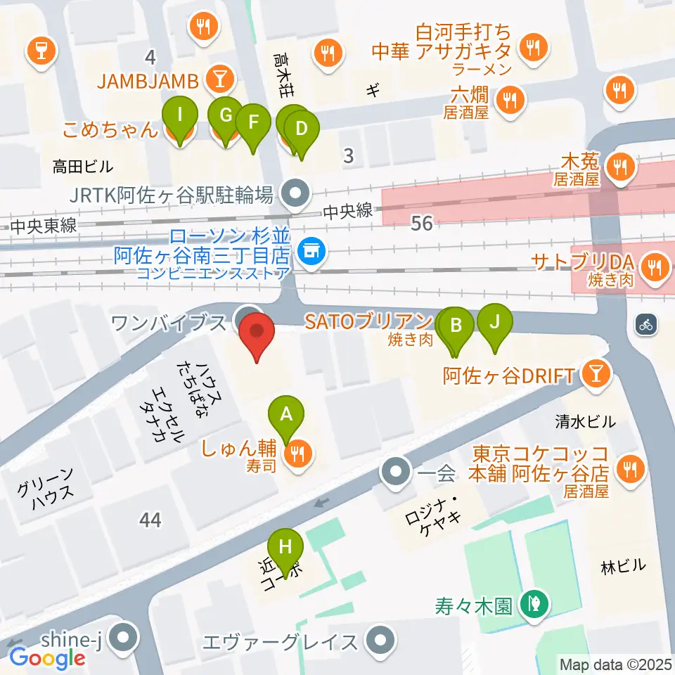 ONE VIBES周辺のファミレス・ファーストフード一覧地図