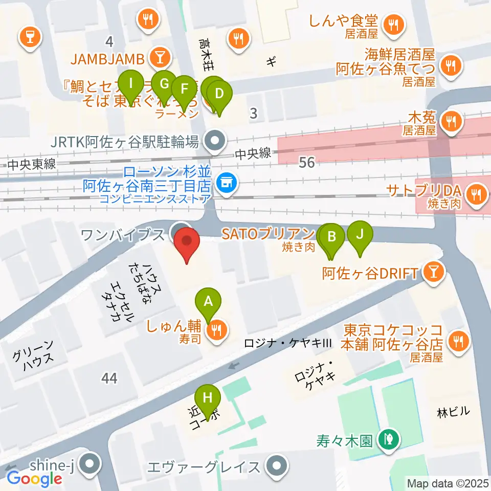 ONE VIBES周辺のファミレス・ファーストフード一覧地図