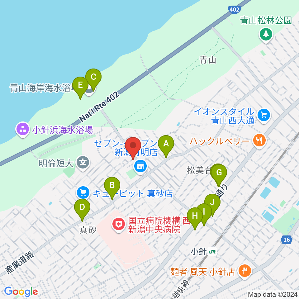 ギターショップイシヤマ周辺のファミレス・ファーストフード一覧地図