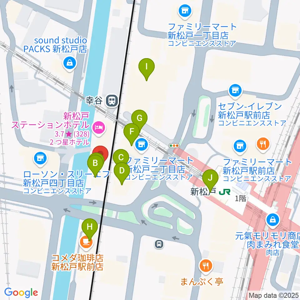 新松戸FIREBIRD周辺のファミレス・ファーストフード一覧地図