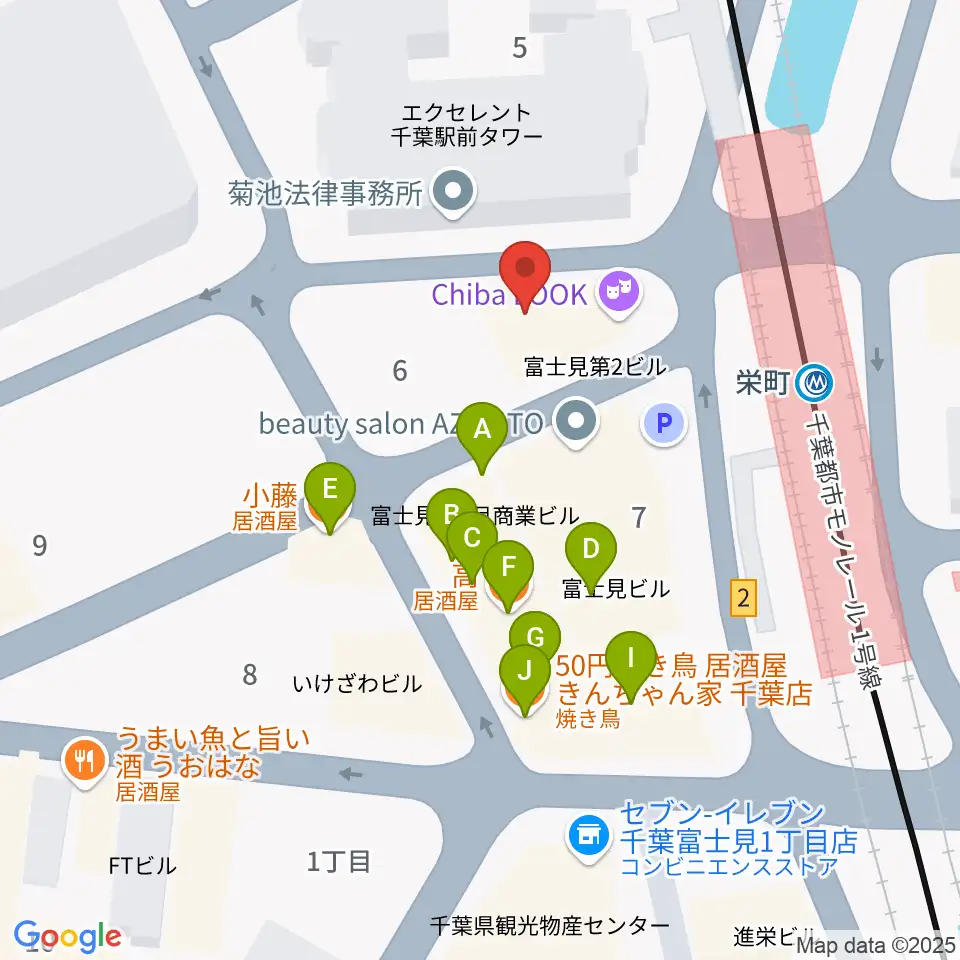 千葉LOOK周辺のファミレス・ファーストフード一覧地図
