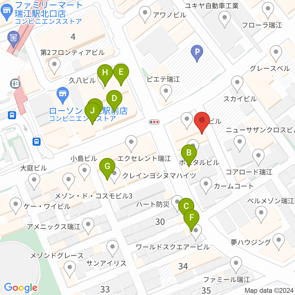 瑞江HOTコロッケ周辺のファミレス・ファーストフード一覧地図