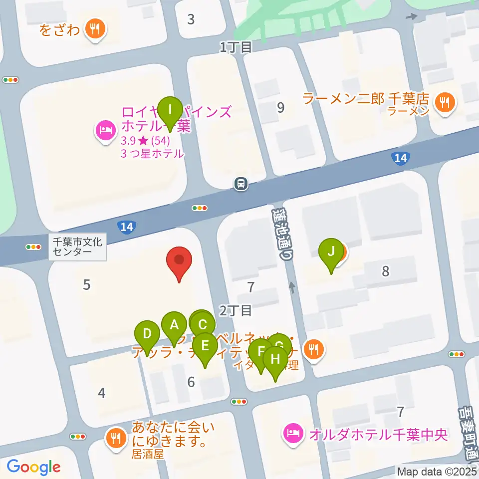 千葉市文化センター周辺のファミレス・ファーストフード一覧地図