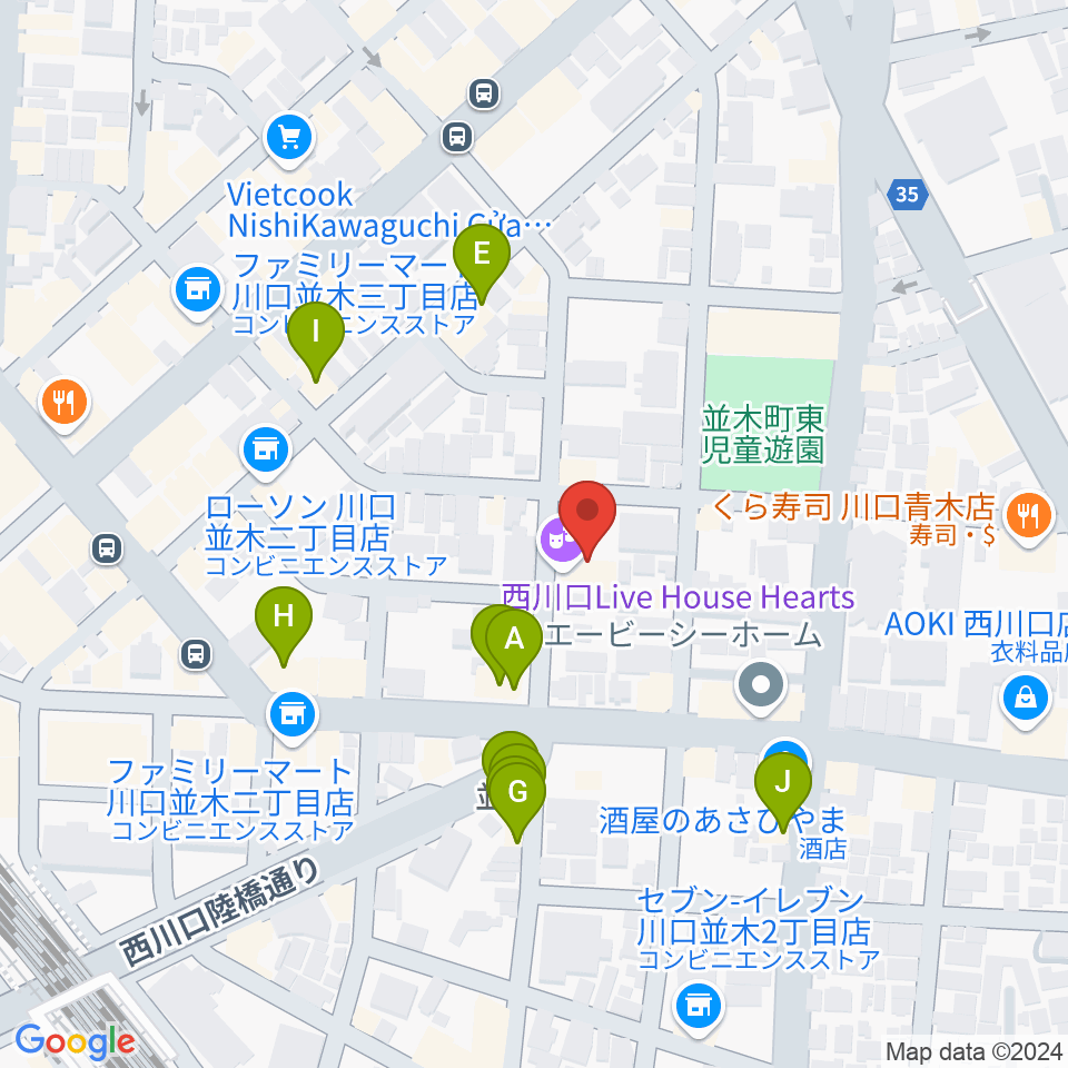 西川口Hearts周辺のファミレス・ファーストフード一覧地図