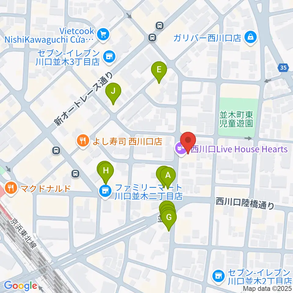 西川口Hearts周辺のファミレス・ファーストフード一覧地図