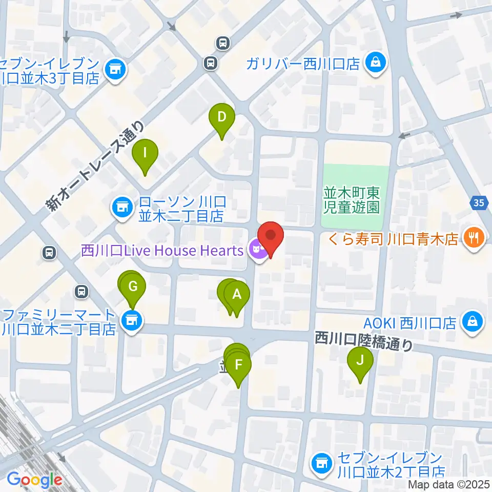 西川口Hearts周辺のファミレス・ファーストフード一覧地図