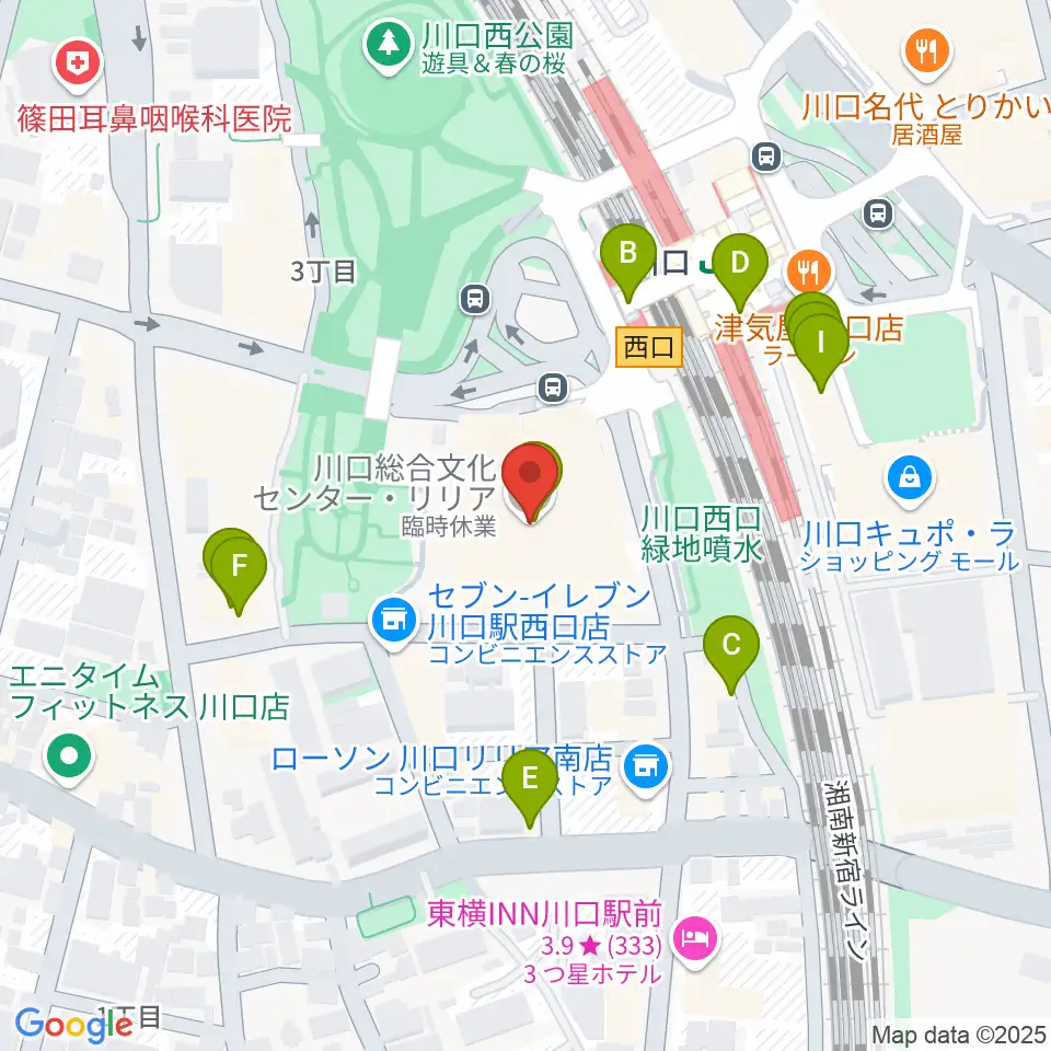 川口総合文化センター・リリア周辺のファミレス・ファーストフード一覧地図