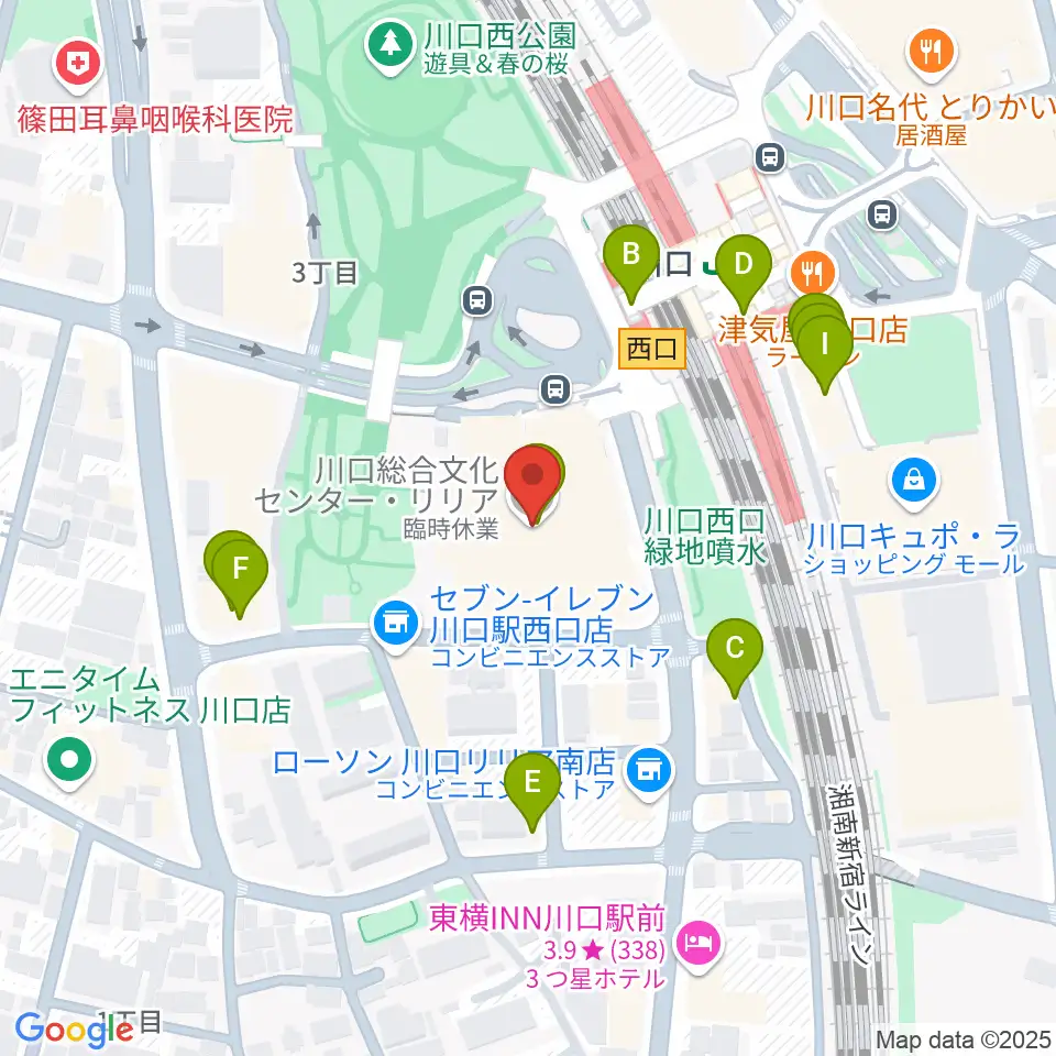 川口総合文化センター・リリア周辺のファミレス・ファーストフード一覧地図