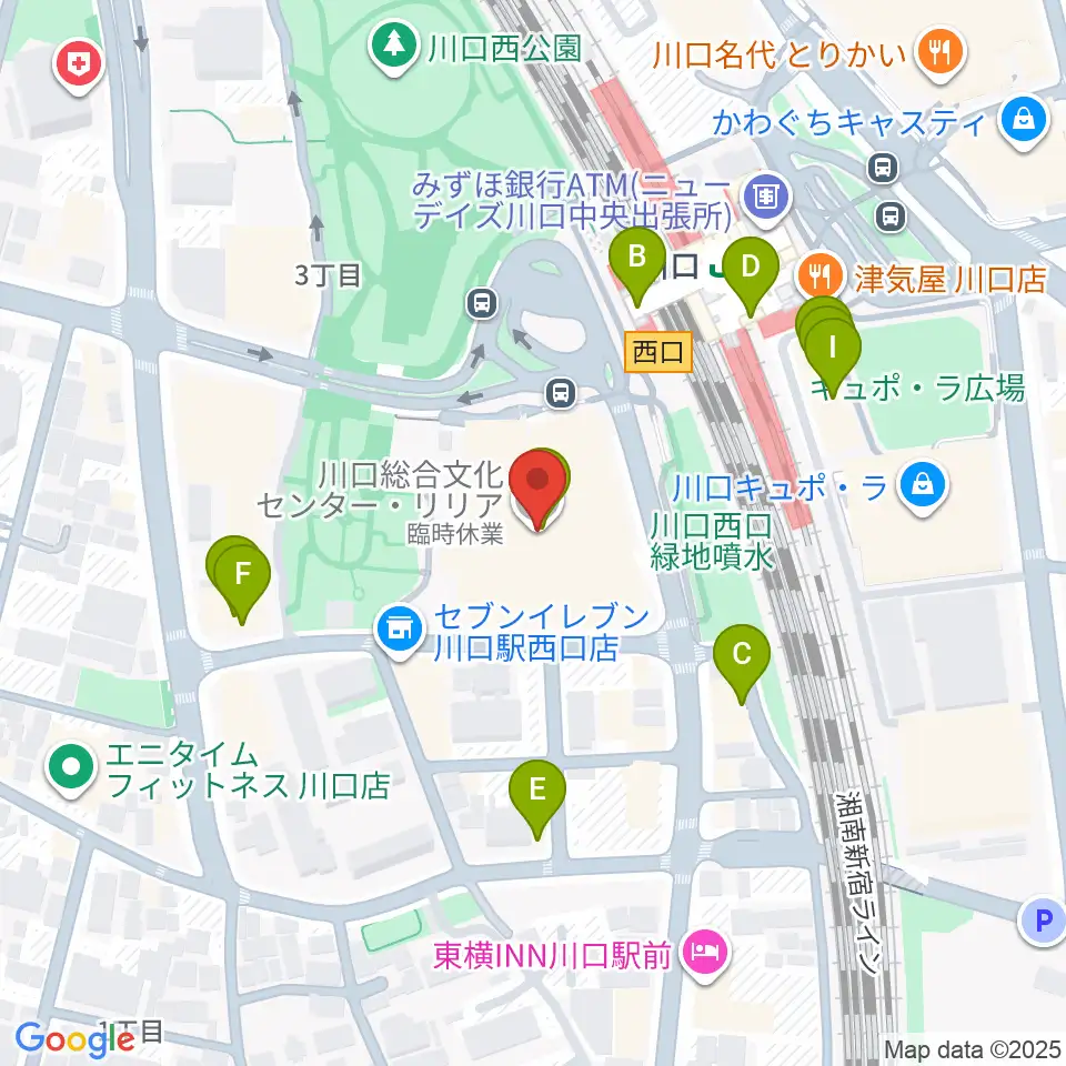 川口総合文化センター・リリア周辺のファミレス・ファーストフード一覧地図