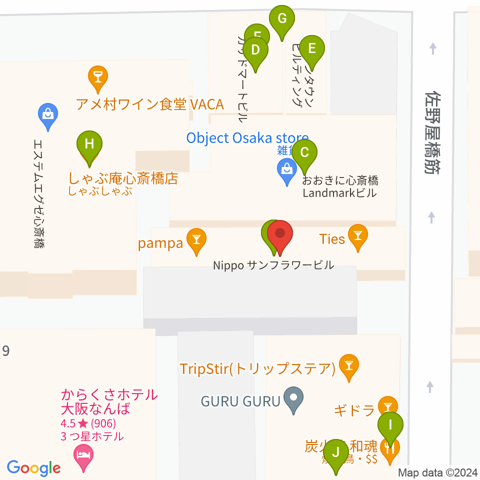 Bar菩南座（ぼなんざ）周辺のファミレス・ファーストフード一覧地図