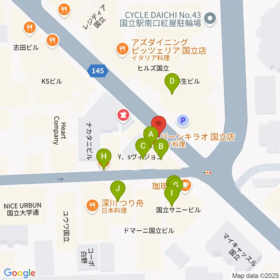 ハーバーライト周辺のファミレス・ファーストフード一覧地図