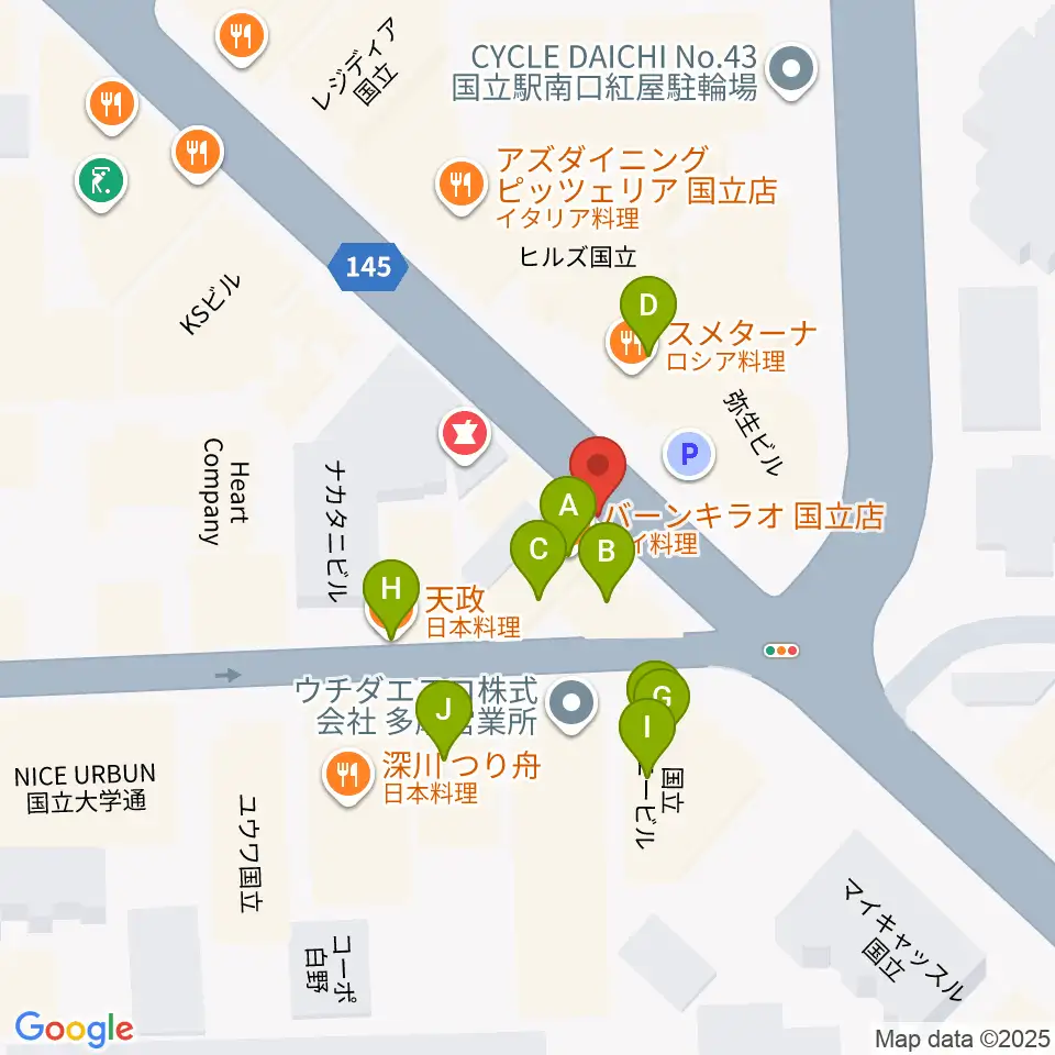 ハーバーライト周辺のファミレス・ファーストフード一覧地図
