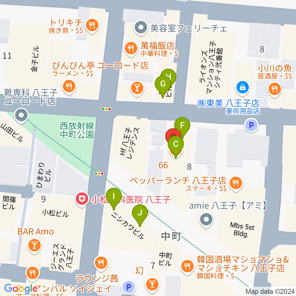 びー玉周辺のファミレス・ファーストフード一覧地図